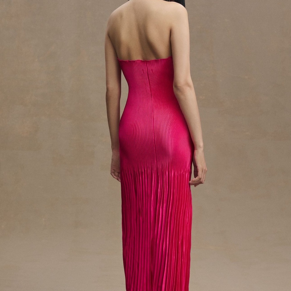Anthropologie L’IDEÉ Soirée pleaded halter neck side slit dress 👗 - Picture 3 of 9